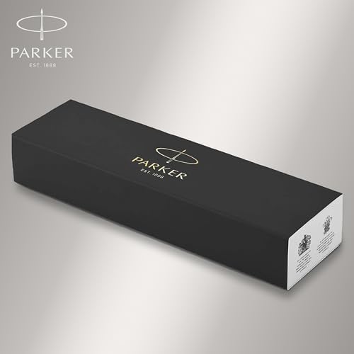 Parker IM Fountain Pen, Black Lacquer Gold Trim, Medium Nib with Blue Ink Refill, Gift Box (1931652)