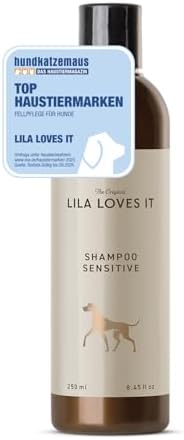 LILA LOVES IT Shampoo Sensitive for Dogs - Dog Shampoo with Aloe Vera, Almond Oil, Calendula and Camomile, moisturizing, Soothing and Gentle, 250 ml