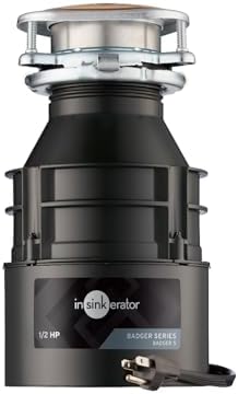InSinkErator Badger 1 Garbage Disposal with Power Cord, Badger Series 1/3 HP Continuous Feed Food Waste Disposer
