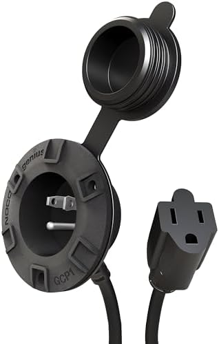 NOCO GCP1 15A AC Port Plug, 125V Power Inlet Socket, and Waterproof Electrical Outlet Receptacle Box with 16-Inch Integrated Outdoor Extension Cord
