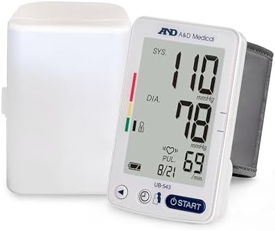 A&D Medical UB-543 Wrist Blood Pressure Monitor, 2 Users, Cuff 5.3-8.5" | BP Adjustable Cuff (5.3-8.5"), 2 Users, One Button Operation, LCD Display, 60 Memory, Carrying Case, 2 AAA Batteries