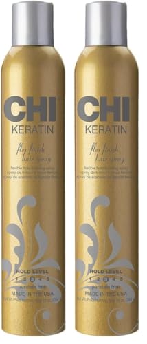 CHI Keratin Flex Finish Hair Spray, Lightweight, Long‑Lasting Hold & Smooth Styling, Controls Frizz, Flyaways & Seals Out Humidity, Professional Hair Finish Spray, Unscented, 10 Oz