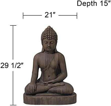 John Timberland Sitting Buddha 29 1/2" High Sandstone Outdoor Statue | Sculpture Zen Asian Japanese Garden Decor Front Porch Patio Yard Outside Home Balcony House Exterior Weathered Light Finish