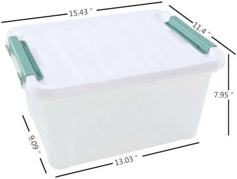 17.5 L Clear Plastic Storage Box, 4-Pack Latch Storage Bin