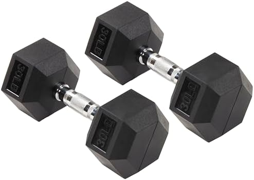 Rubber Encased Hex Dumbbell with Knurled Alloy Material Non-slip Handle, Basic Professional Dumbbell
