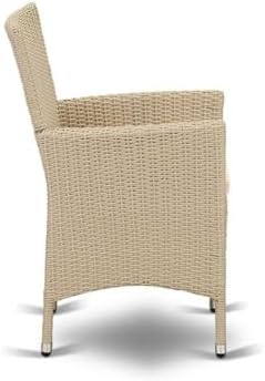 East West Furniture HVLC153V Valencia Patio Bistro Wicker Dining Chairs with Cushion, Set of 2, Cream
