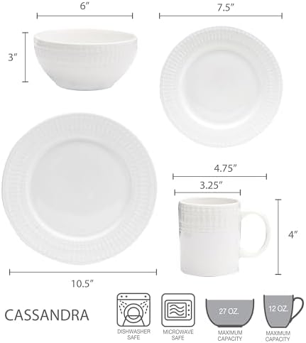 Pfaltzgraff Cassandra 16-Piece Porcelain Dinnerware Set, Service For 4