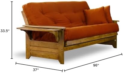 Brentwood Tray Arm Full Size Wood Futon Frame - Heritage Finish