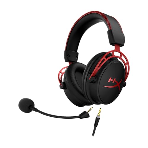 HyperX Cloud Alpha - Gaming Headset, Dual Chamber Drivers, Legendary Comfort, Aluminum Frame, Detachable Microphone, Works on PC, PS4, PS5, Xbox One, Xbox Series X|S, Nintendo Switch and Mobile – Red | Dual Chamber Drivers, Legendary Comfort, Aluminum Fr…