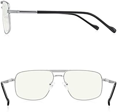 Reading Glasses for Men Square Double Bridge Blue Light Blocking Computer Readers