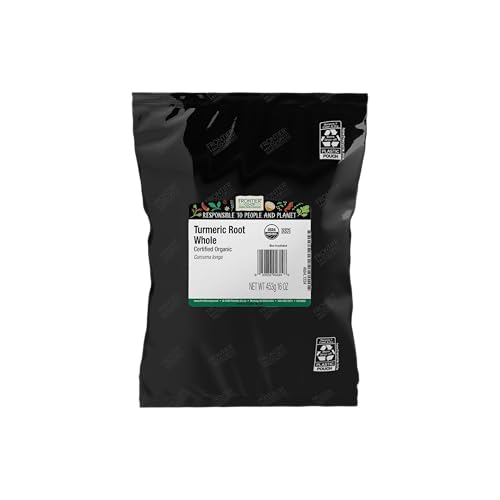 Frontier Co-op Organic Whole Turmeric Root, 1-pound Bulk Bag, Distinct Aroma, Ginger & Pepper-Like Flavor, Kosher, Non-GMO