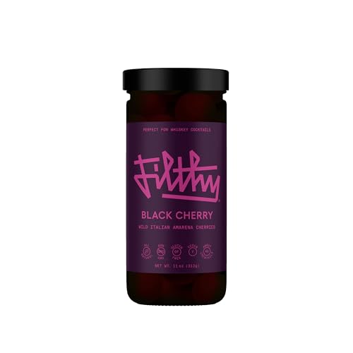 Filthy Amarena Black Cherries, Premium Cocktail Garnish - 45 Oz Tin, 1 Pack | All Natural Ingredients, Wild Italian Amarena Black Cherry for Whiskey Cocktails - Non-GMO, Gluten Free, Vegan