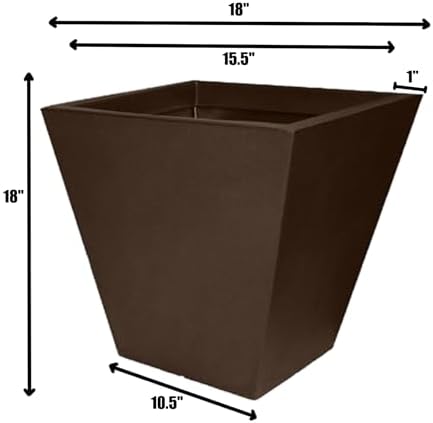Tusco CT22BK Cosmo Square Planter, Black, 22-Inch