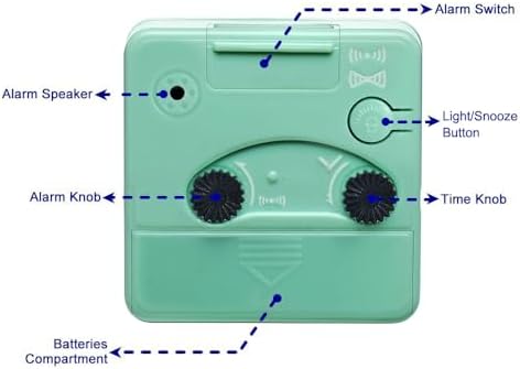 Peakeep Ultra Small, Battery Travel Alarm Clock with Snooze and Light | Silent No Ticking Analog Quartz Clock (Aquamarine)