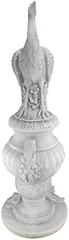Design Toscano Staverden Castle Peacock on an Urn Garden Statue, 34 Inch Tall, Cast Stone Resin, Antique Stone Finish