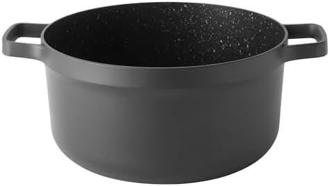 Berghoff Gem Nonstick Cast Aluminum Stockpot with Glass Lid, 10" 5.2qt | Induction Cooktop Soup Pot, Detachable Handle