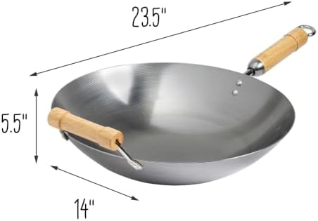 JOYCE CHEN Classic Series 12-Inch Carbon Steel Stir Fry Pan with Birch Handle