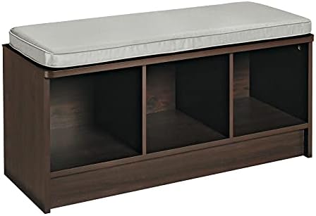 ClosetMaid 3258 Cubeicals 3-Cube Storage Bench, Natural Gray with Gray Cushion
