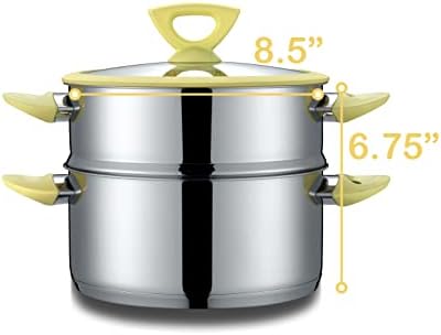 CONCORD 3 Quart Stainless Steel 3 Piece Steamer Cookware Set. Features 2 Quart Veggie Steamer and 3 Quart Cooking Pot with tempered glass lid.