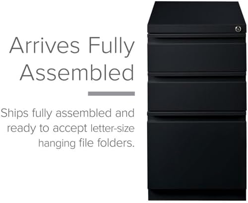 Pemberly Row 3 Drawers 27.75" Vertical White Metal Filing Cabinet Lockable Pre-Assembled Stationary Letter Size for Home, Office