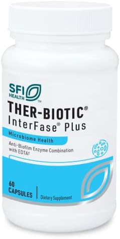 Klaire Labs SFI Health Ther-Biotic Interfase Plus, 120 Capsules | Anti Biofilm Enzymes with EDTA to Support Gut Flora, Toxin Cleanse & Full Body Detox, Promote Biofilm Matrix Disruption