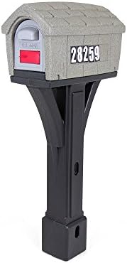 Simplay3 Rustic Home Plastic Residential Cabin Mailbox & Post Mount Combo Kit with 2 Access Doors - Sandstone, Made in USA