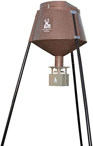BOSS BUCK 200 LB Deer Feeder/Hunting Durable Lightweight Plastic UV Protected Waterproof Game Feeder with 12V Spinner Automatic Delivery System & Multi-Piece Legs