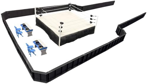Ultimate Wrestling Ring Playset With Barricade, Ring & Commentators Tables | Build a Complete Wrestling Figure Arena with a 21.5 Inch Ring