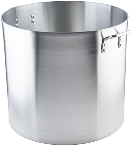 Winco 20 qt Aluminum Heavy-Duty Stock Pot | Thick walls, Riveted handles, Wide base, Great for Stocks, Soups, Pasta and Batch Cooking