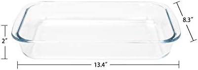FOYO Basics Tempered Glass Baking Dish, 1.6 Quart Clear Oblong Dish Set, Casserole Dish Cooking Oven Bake