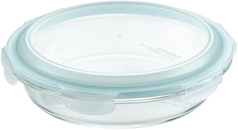 LOCK & LOCK LocknLock Purely Better Glass Round Pie Baking Dish/Food Storage Container with Lid, 9.5 Inch, Clear