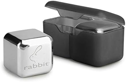 Rabbit Jumbo Chilling Stones - Premium Stainless Steel Whiskey Rocks for Chilling Fine Spirits and Beverages, Reusable Drink Cooling Stones with Storage Case | Large Reusable Stainless Steel Chillers for Whiskey, Bourbon, Scotch, Cocktails & Wine, Home B…
