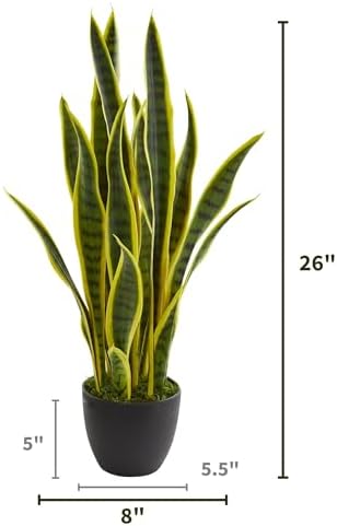 Nearly Natural 26 in. Sansevieria Artificial Silk Plants, Green
