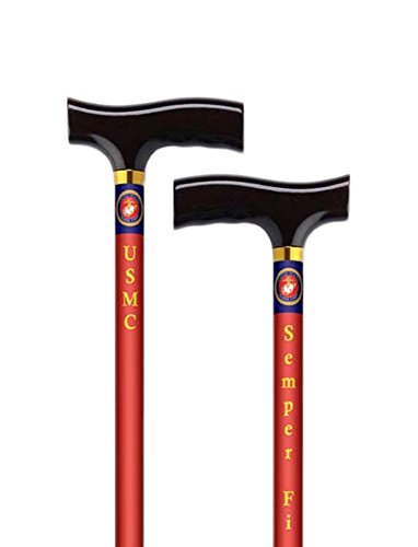 Straight Adjustable US Marine Aluminum walking Cane for Women and Men with Fritz Handle - Walking Cane for Seniors Balance and Stability