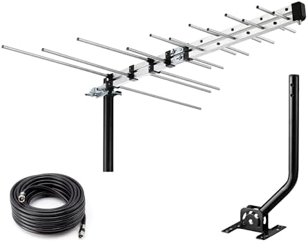 CEKAY Outdoor Yagi TV Antenna, 40 ft Cable & J-Pole, All-Metal