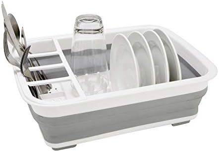 Kitchen Details Collapsible Dish Drying Rack | Space Saver | Aerated Bases Drain Holes | Plates, Bowls