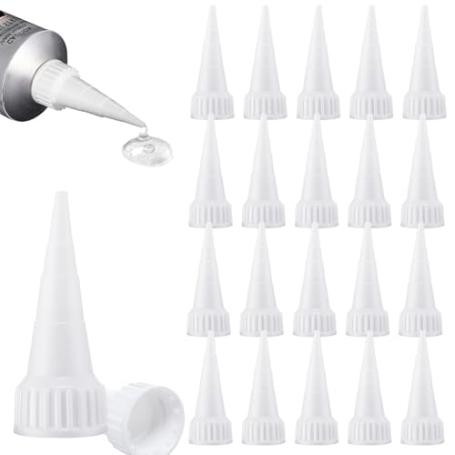 20 Pack Snip Tip Applicator Cap Compatible with E6000 Glue Tube | Fits 3.7 oz compatible with E6000 tubes, precision tip control, replacement caps