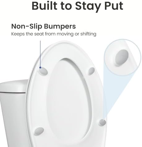 LUXE TS1008E Slow Close Elongated Comfort Fit Toilet Seat, White