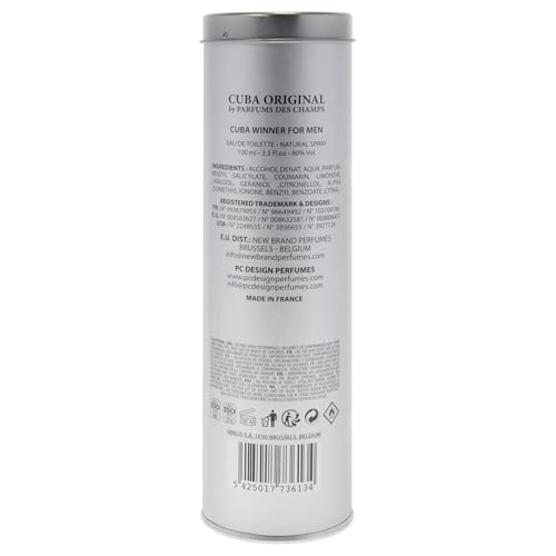Cuba Winner Eau de Toilette Spray for Men, Multi color, 3.3 Ounce, 100 Ml