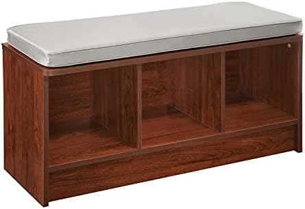 ClosetMaid 3258 Cubeicals 3-Cube Storage Bench, Natural Gray with Gray Cushion