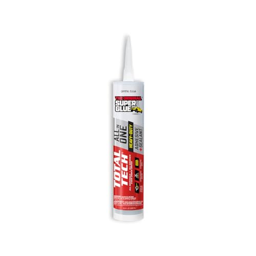 Total Tech, White, 9.8oz Cartridges, Heavy-Duty Construction Adhesive & Sealant Caulk, Flexible, All-Weather, Watertight, UV-Resistant, High Strength, Instant Grab, Ideal for Pools, Bathtubs