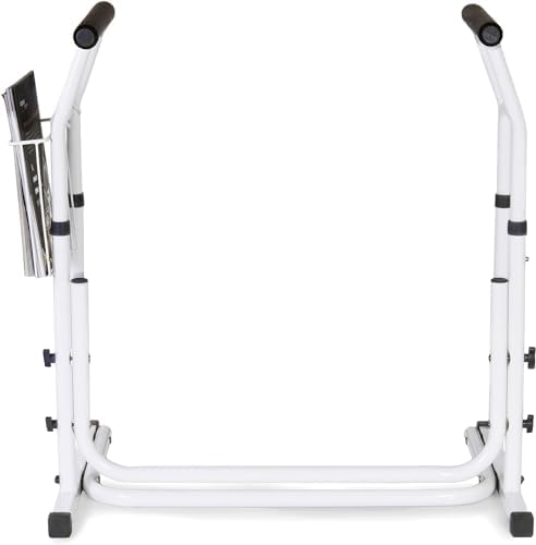 FSA/HSA Eligible, Vaunn Medical Bathroom Patented Height Adjustable Height Toilet Rail Grab Bar and Commode Safety Frame Handle