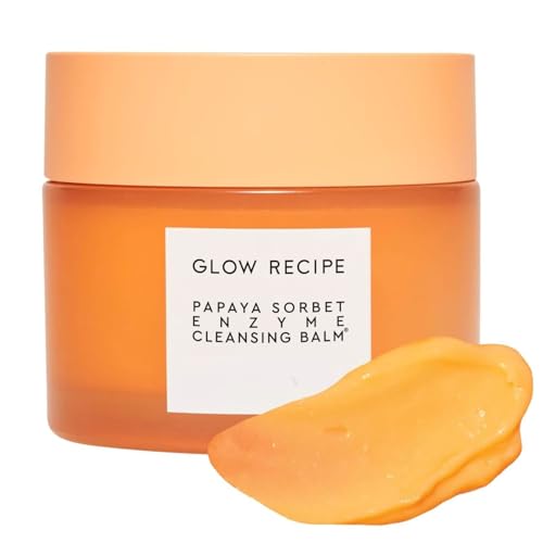 Glow Recipe Papaya Enzyme Cleansing Balm, Korean Double Cleanse First Cleanser, Makeup Remover + Cleansing Oil Balm, Gentle Exfoliating Face Cleanser