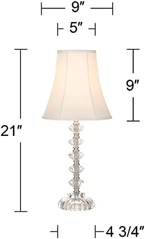 Bohemian 21" High Table Lamp Glass Stacked Traditional Modern Colored | Orchid Pink Chic Multi Kids Girls Living Room Bedroom Bedside House Nightstand Office Home Family Bell Shade