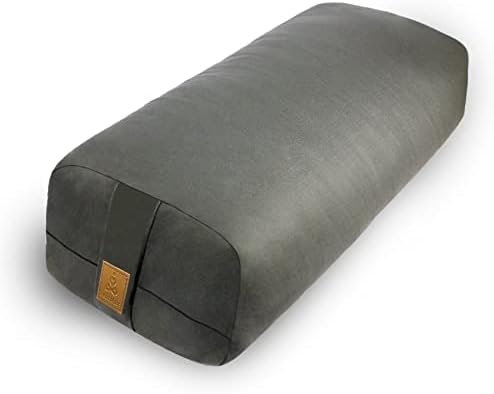 Yoga Bolster Pillow 26x10.5x5.5in Rectangular Meditation Cushion for Massage and Back Support, Breathable Cotton Fill, Zippered Organic Cotton Cover