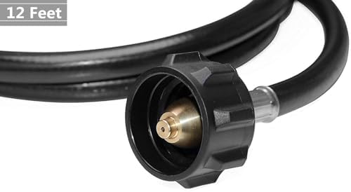 12 Feet Propane Hose Extension with Gauge and POL to QCC1 Adapter for Grill