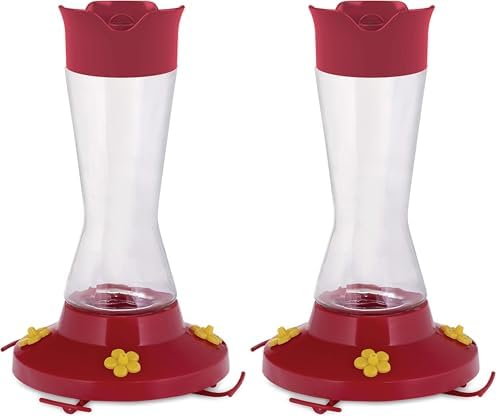 Perky-Pet 210PB Pinch-Waist Glass Hummingbird Feeder with Perches, Built-in Ant Moat and Bee Guards - Outdoor Garden Decor, Unique Gifts