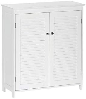 RiverRidge Ellsworth 2-Door Bathroom Storage Floor Cabinet, White | Laundry Room Linen Cabinet, Bath Medicine Floor Cabinet, Adjustable Interior Shelf