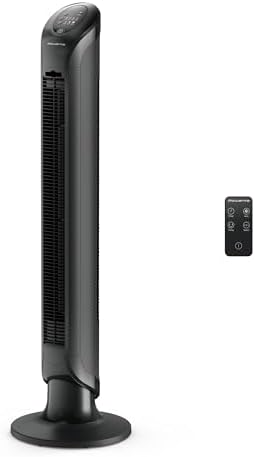 Rowenta, Desk Fan, Turbo Silence Table Fan with Remote, 18 Inches, Ultra Quiet Fan for Bedroom, Oscillating, Portable, 5 Speeds, Black, Indoor, VU2660