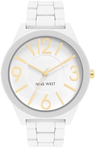 Nine West Women's Metal Bracelet Watch with Rubberized Coating
